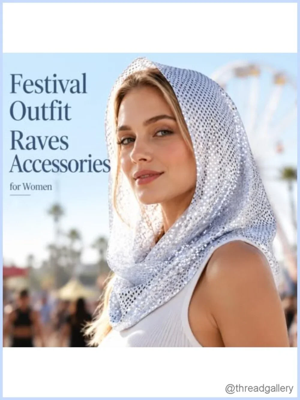 Sequin Rave Hood Unisex Festival Head Scarf